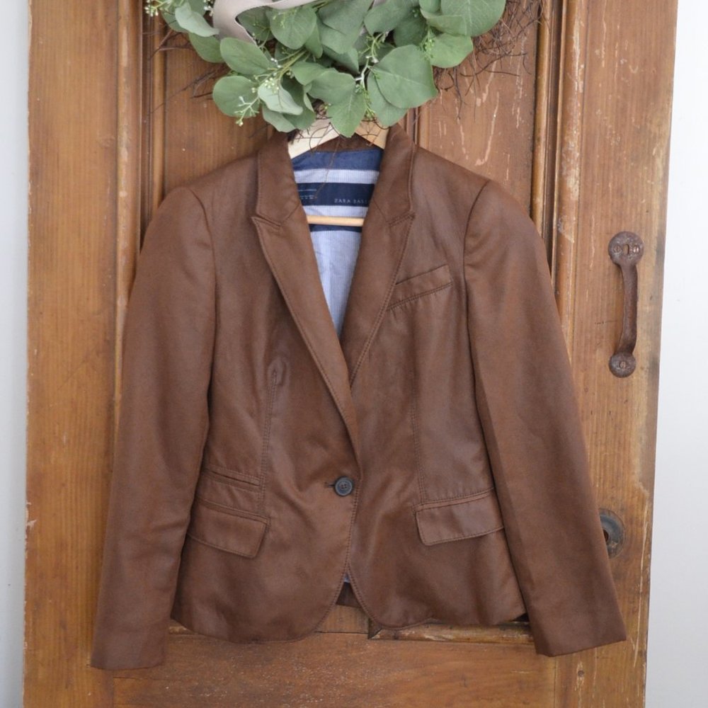 Zara Faux Suede Blazer Lined Size XXS
